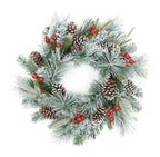 60cm Flocked wreath with berries and cones