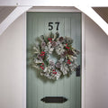 60cm Flocked wreath with berries and cones