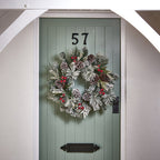 60cm Flocked wreath with berries and cones