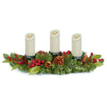 80cm Natural red berry triple candle holder