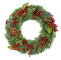 45cm Natural Red Berry Wreath with Pine Cones