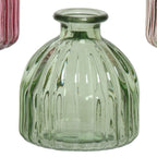 Coloured glass ribbed bud vase