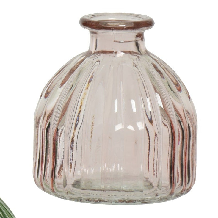 Coloured glass ribbed bud vase