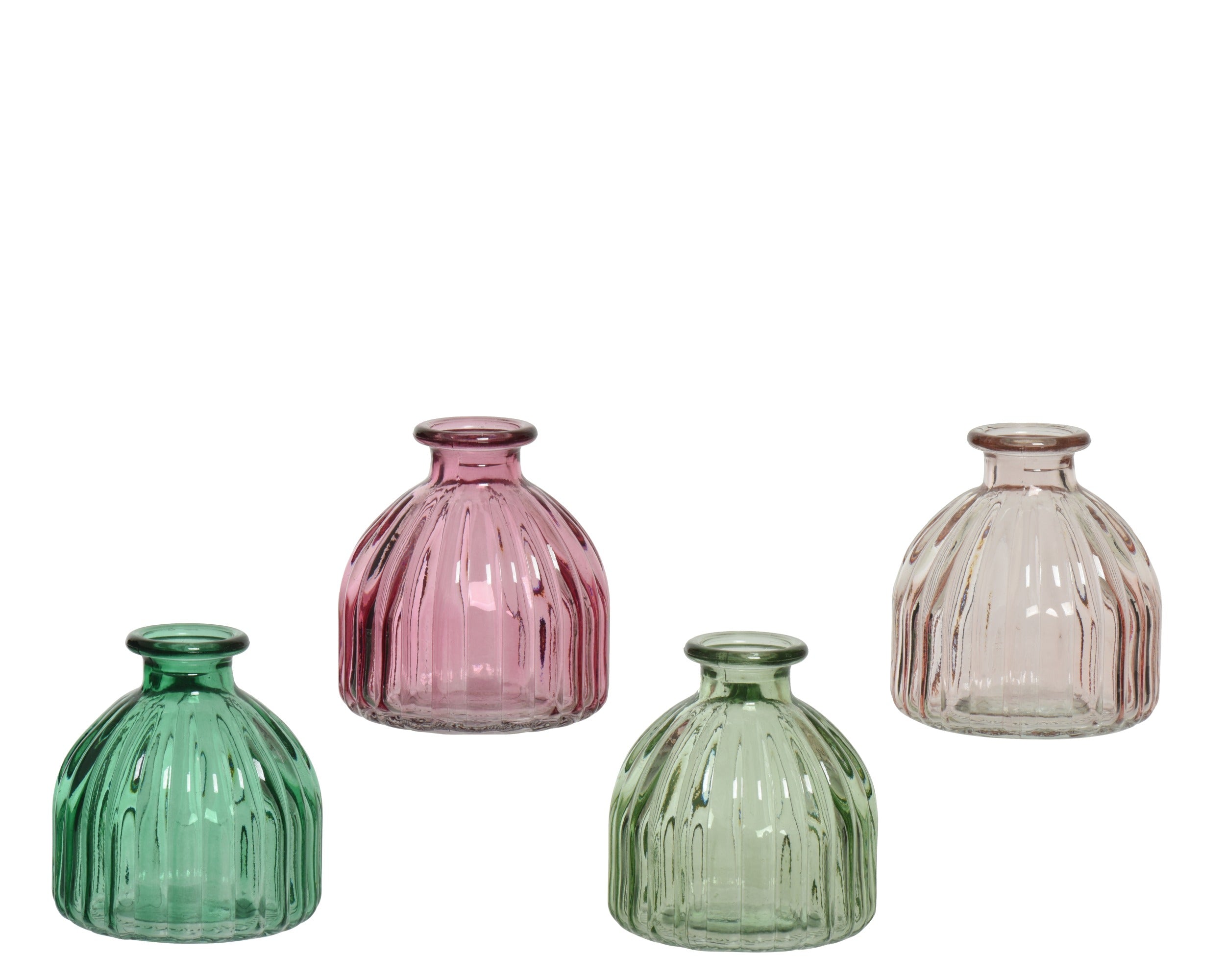 Coloured glass ribbed bud vase