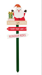 90cm Christmas character wooden signpost garden stake -  2 ass
