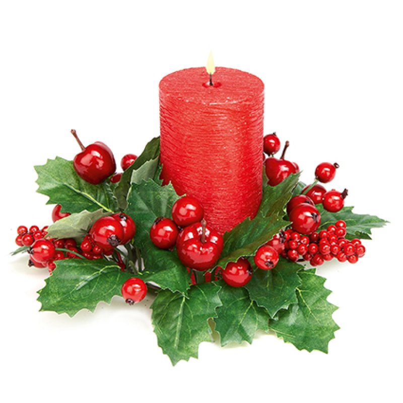 25cm Red berry candle ring