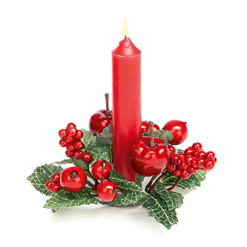 14cm Red berry candle ring
