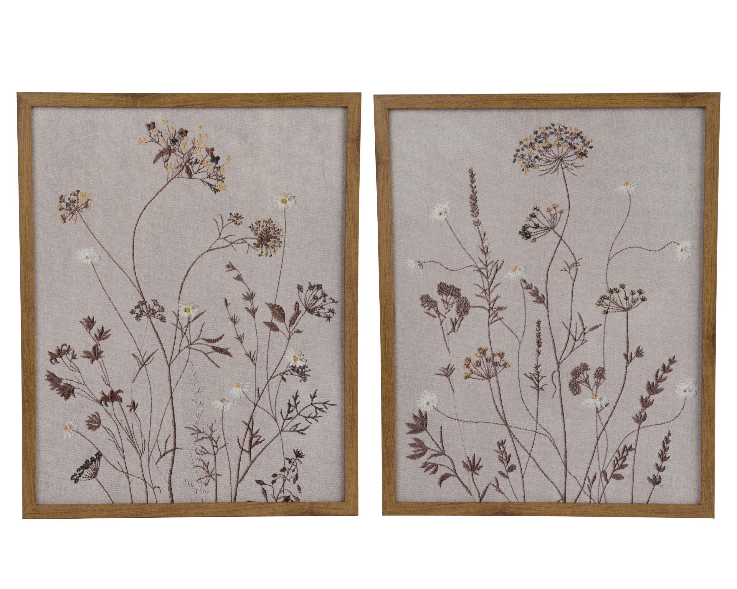 Embroidered framed floral canvas