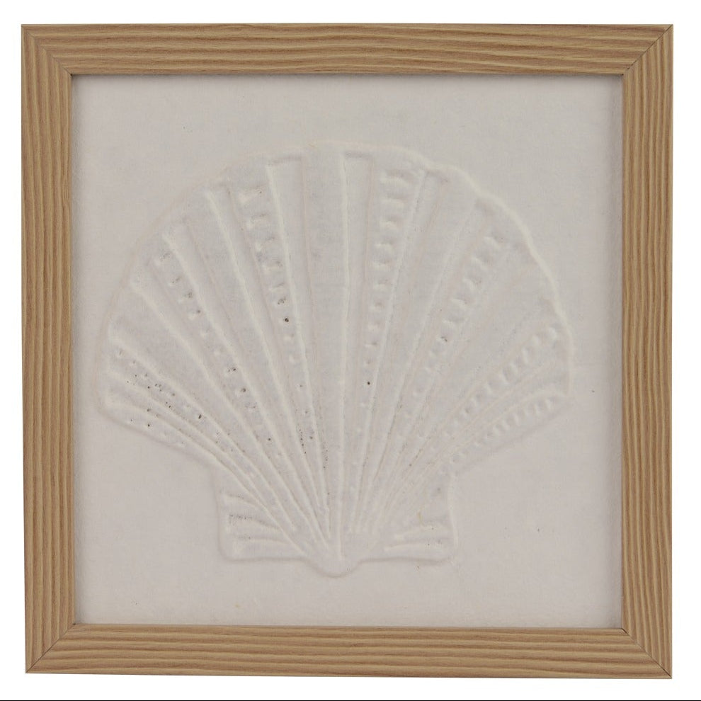 Coastal themed shell framed art