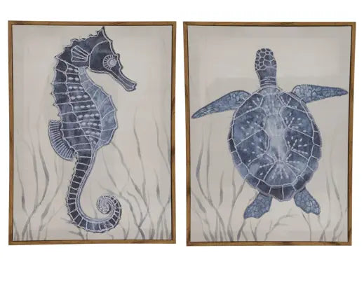 Seahorse/Turtle Print with Embroidery