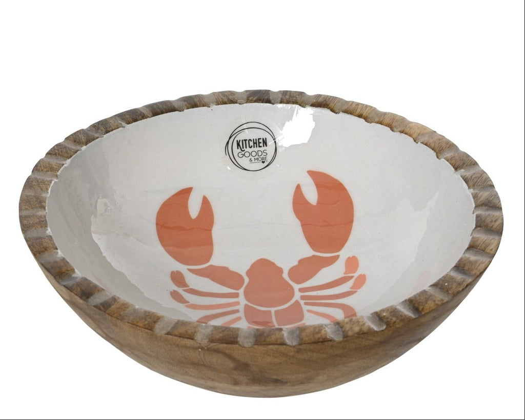Mangowood and enamel lobster bowl
