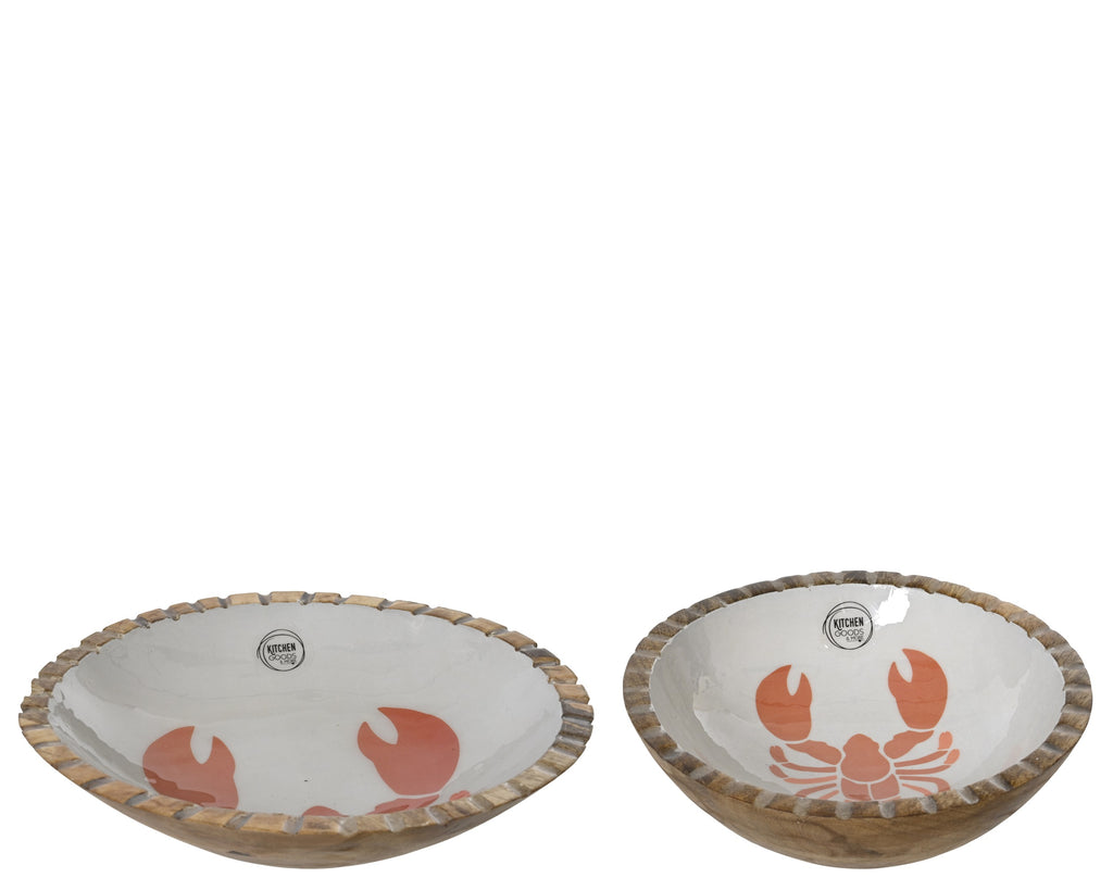Mangowood and enamel lobster bowl