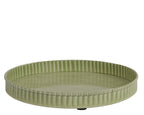 Green enamel ribbed edge tray