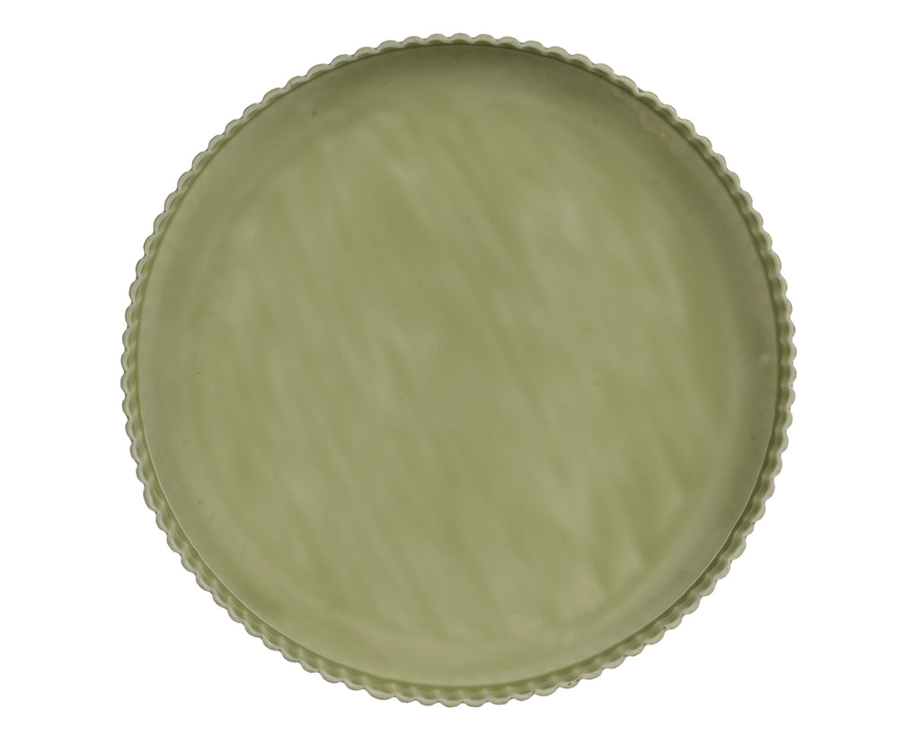 Green enamel ribbed edge tray