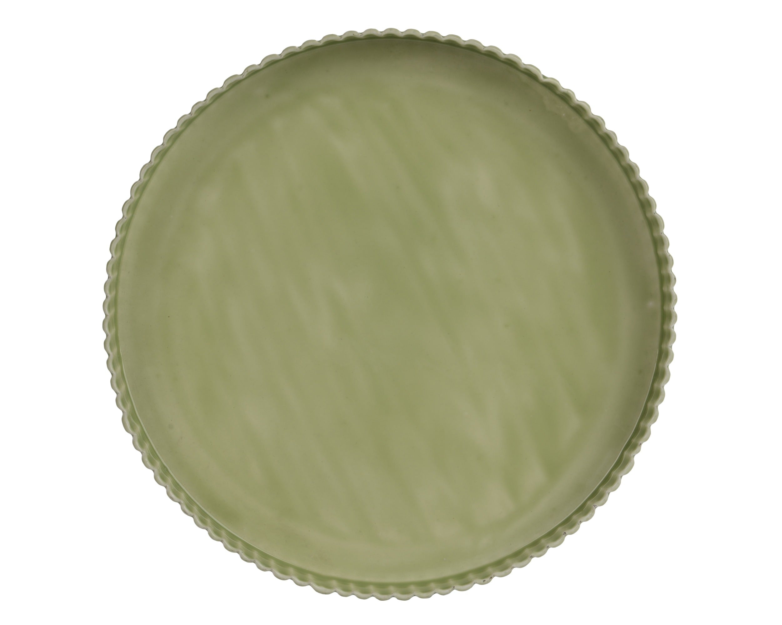 Green enamel ribbed edge tray