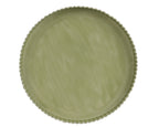Green enamel ribbed edge tray