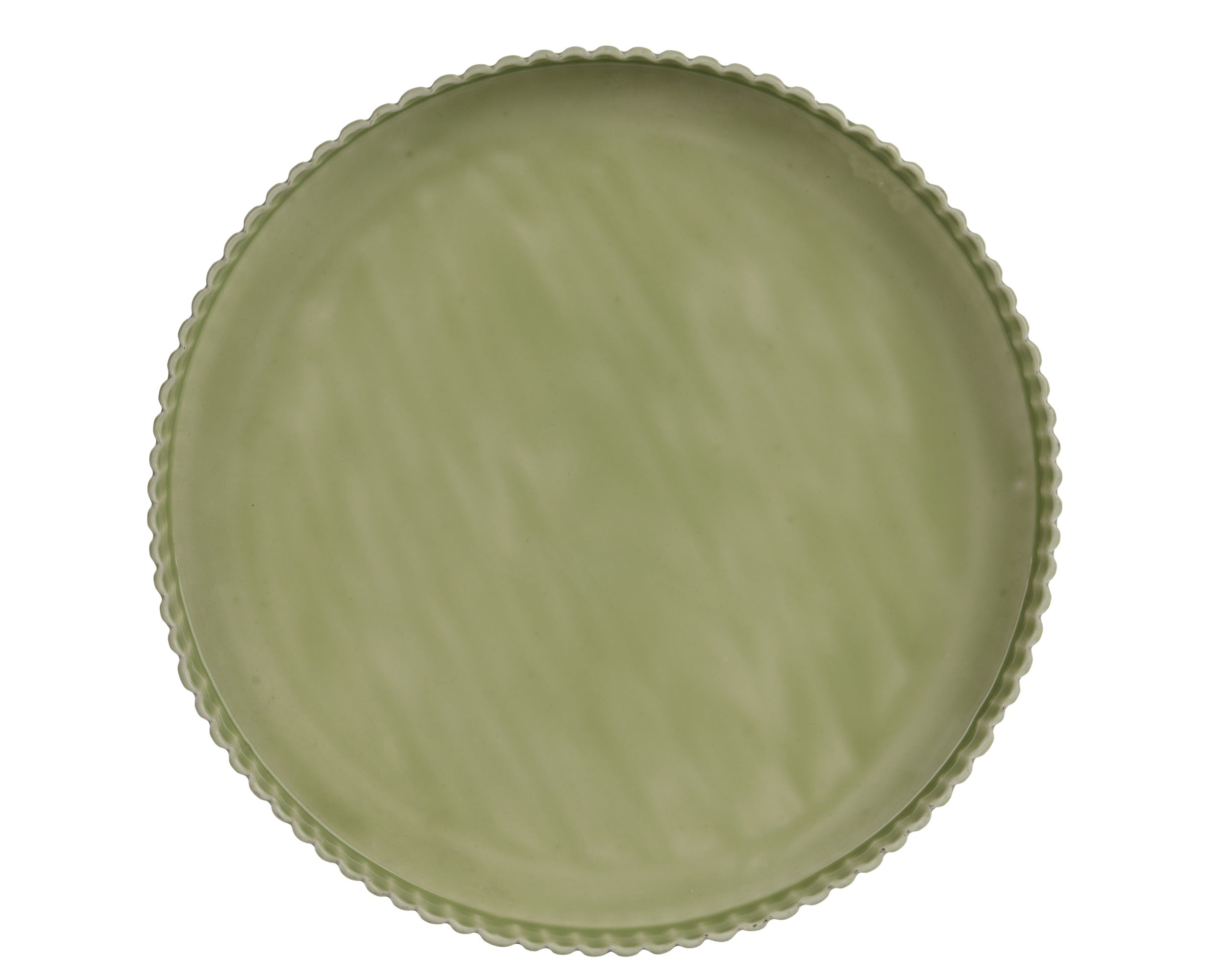Green enamel ribbed edge tray