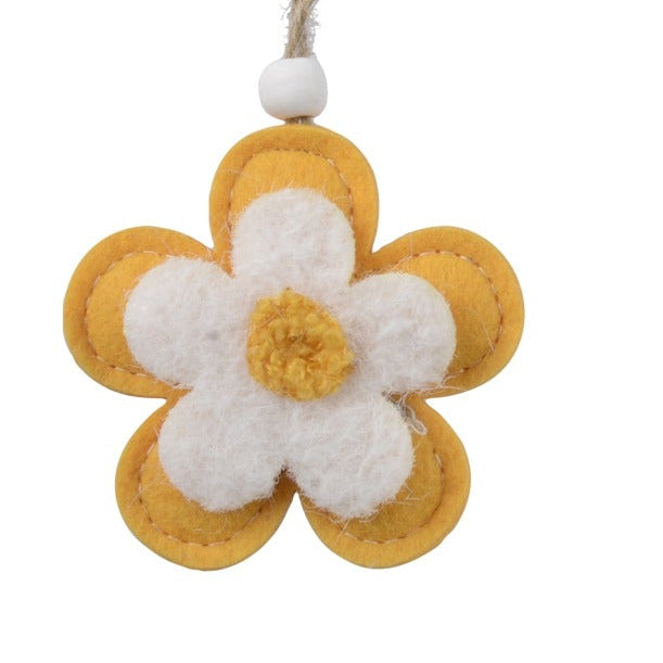 Set of colorful Easter-themed decorations including bunnies, eggs, and flowers on a white background.