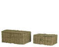 Sea grass rectangular lidded storage basket