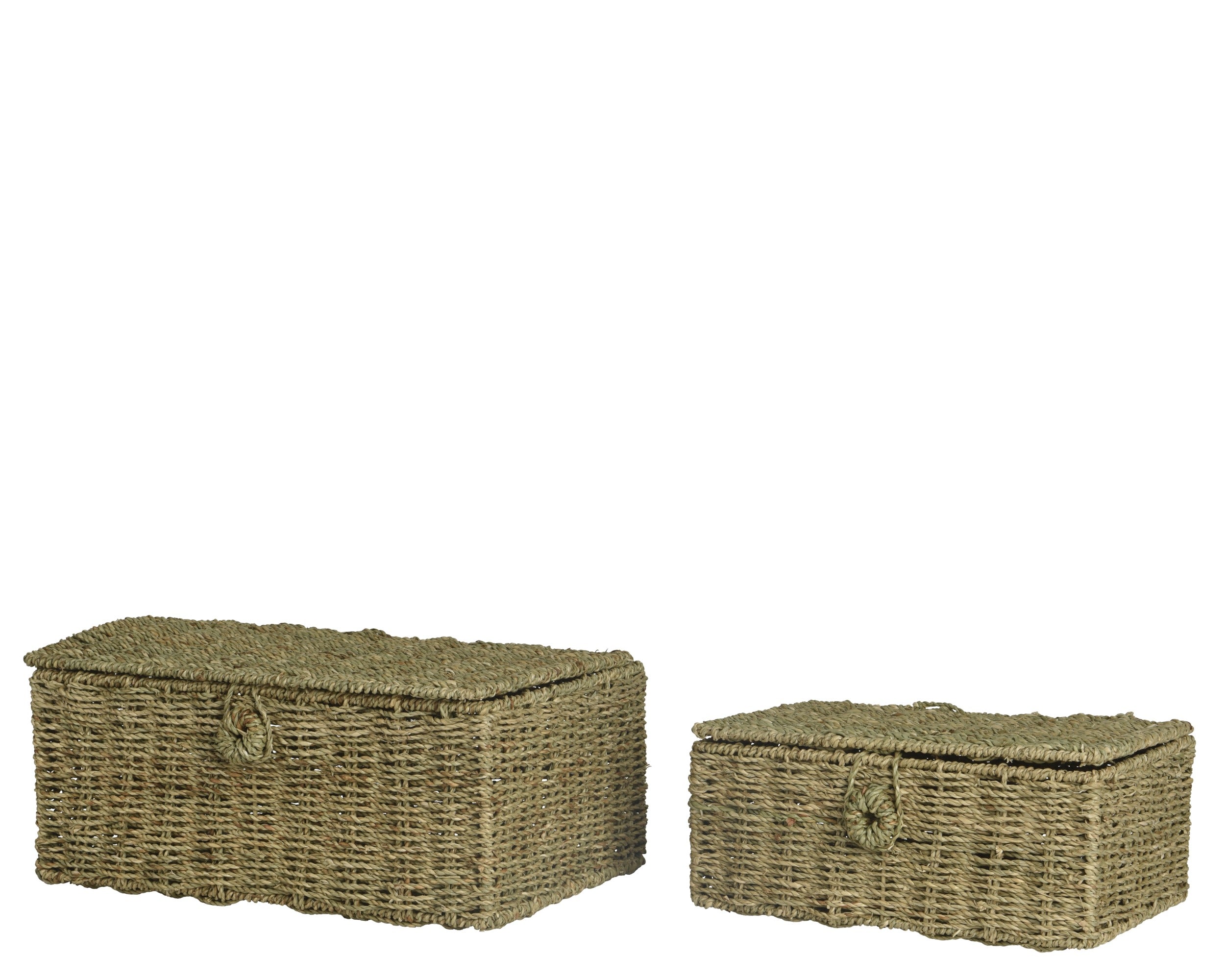 Sea grass rectangular lidded storage basket