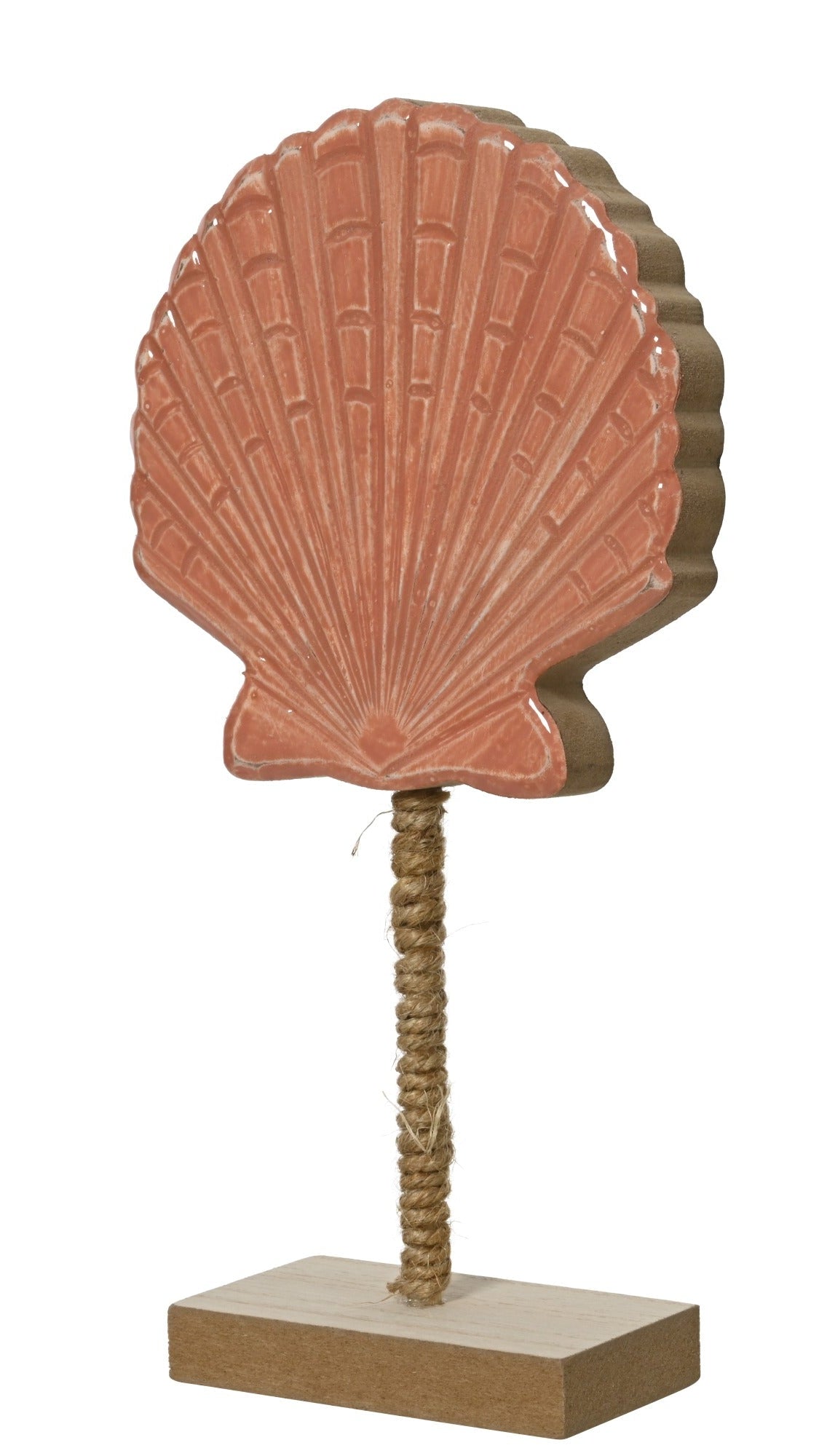 Wooden shell ornament with enamel finish
