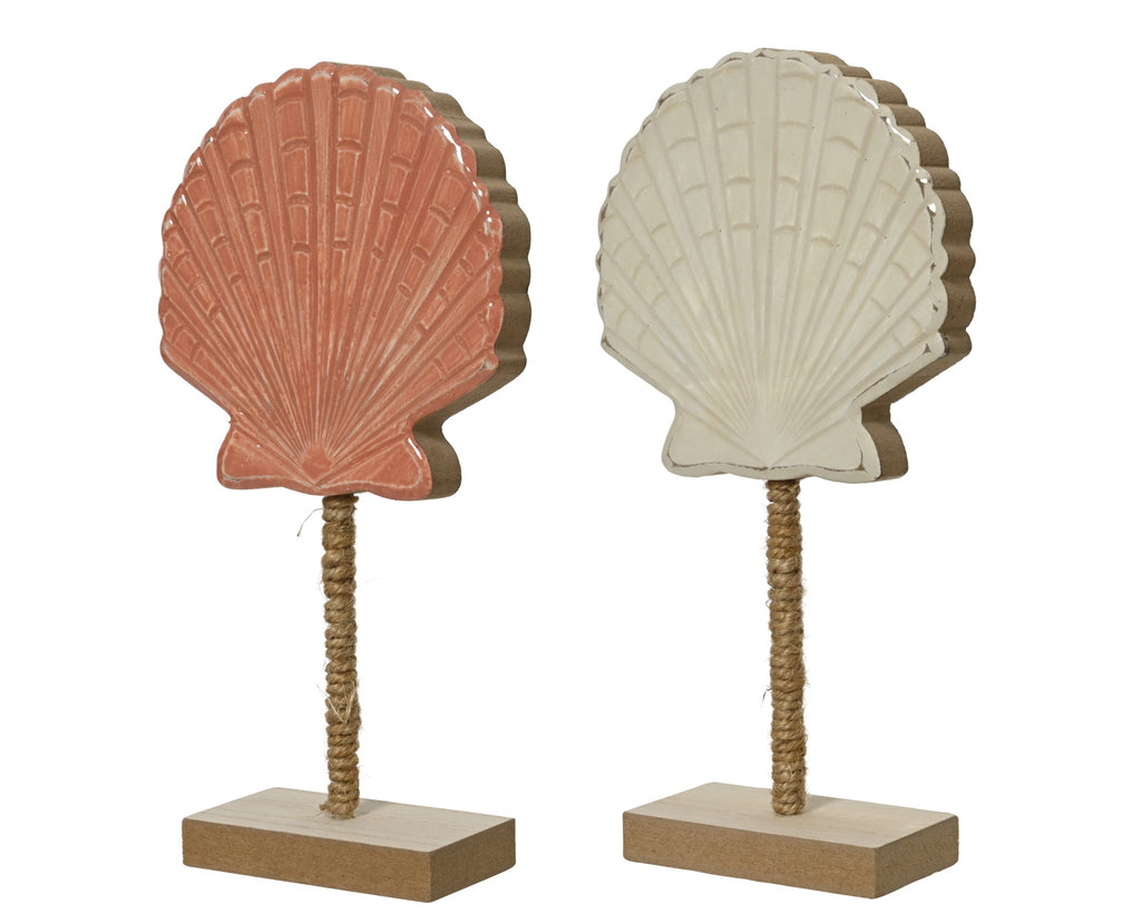 Wooden shell ornament with enamel finish