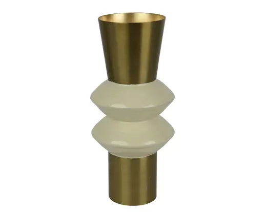 Stacked vase in cream and brushed gold