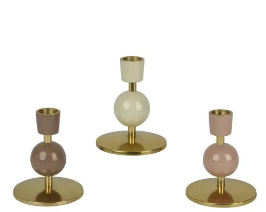 Gold and cream/taupe/soft pink candle holder (small)