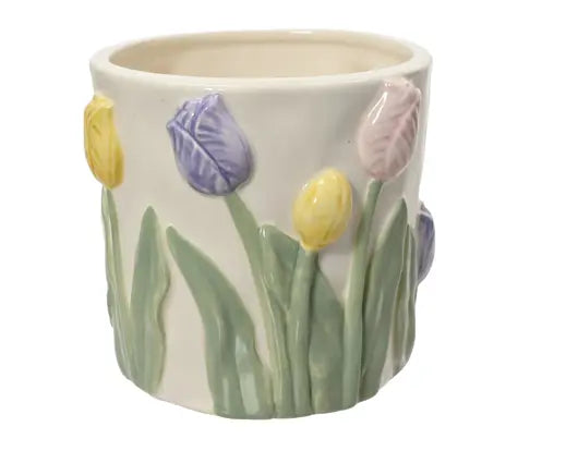 Glazed tulip planter