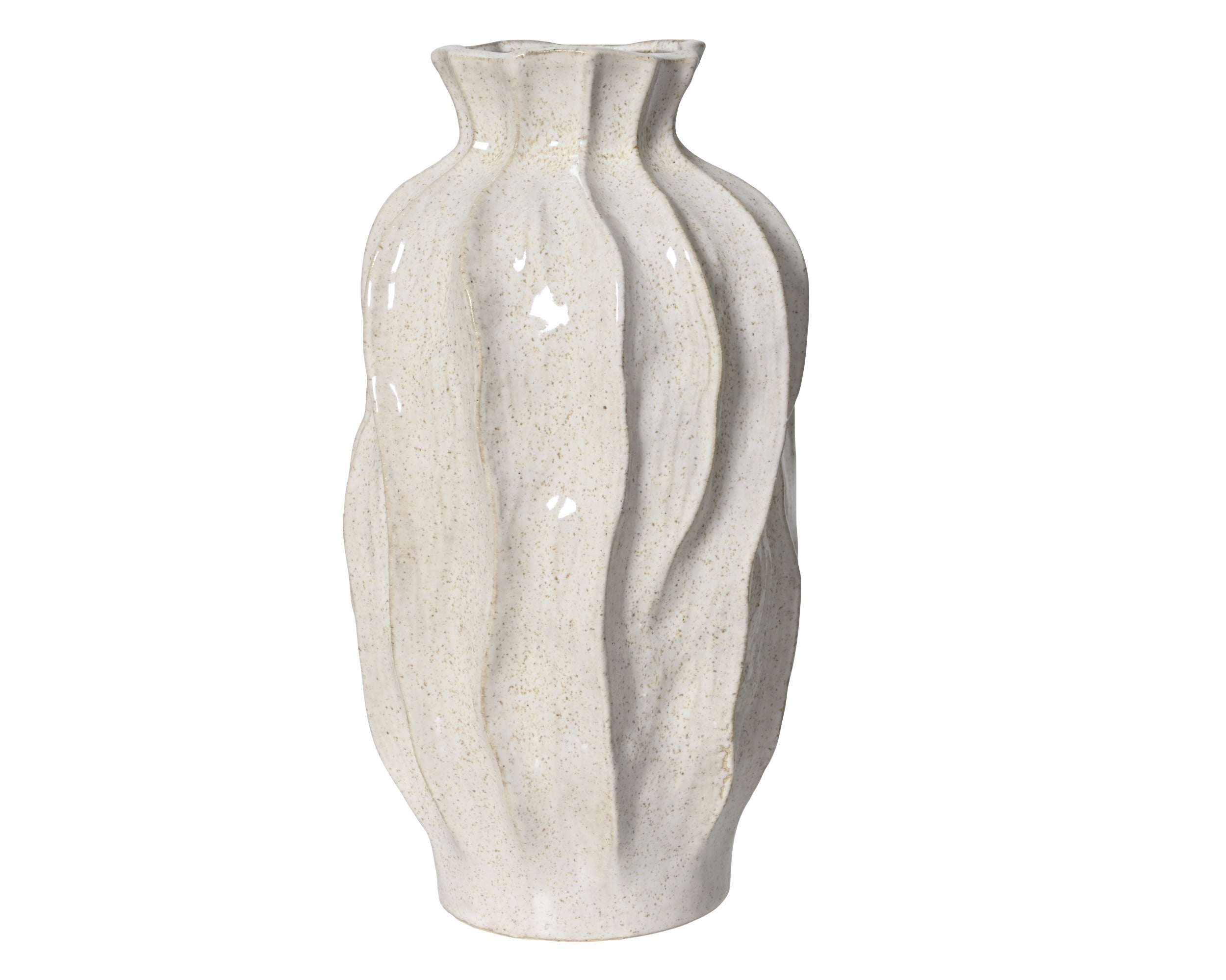 Glossy stoneware coastal style vase (Tall)