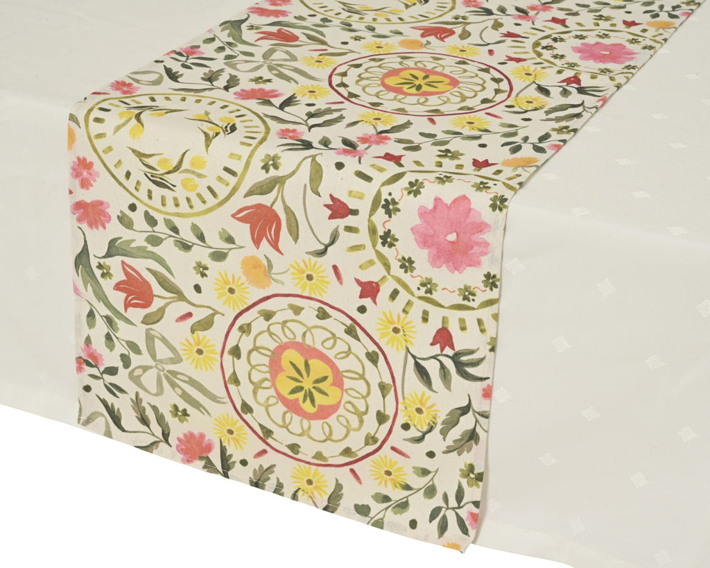 Floral print table runner