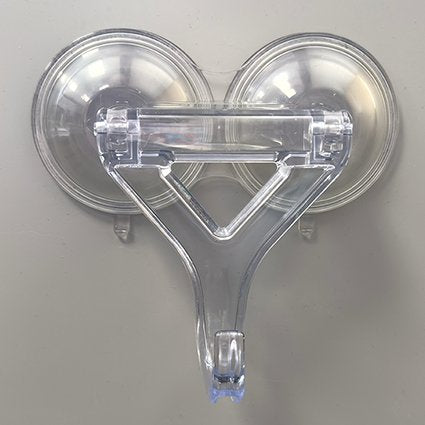 Clear wreath hanger with double suction clamp