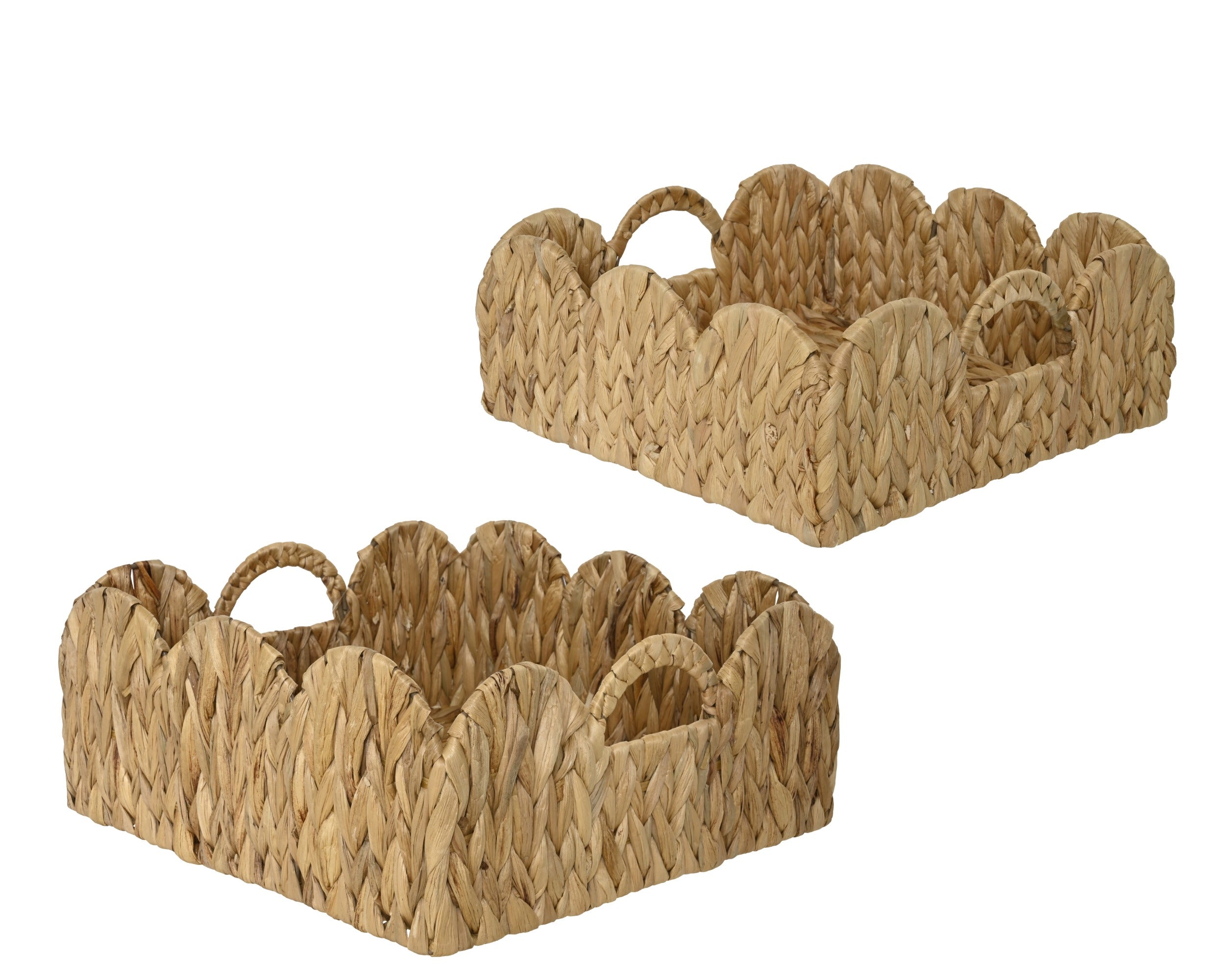 Water hyacinth square tray with scallop edge