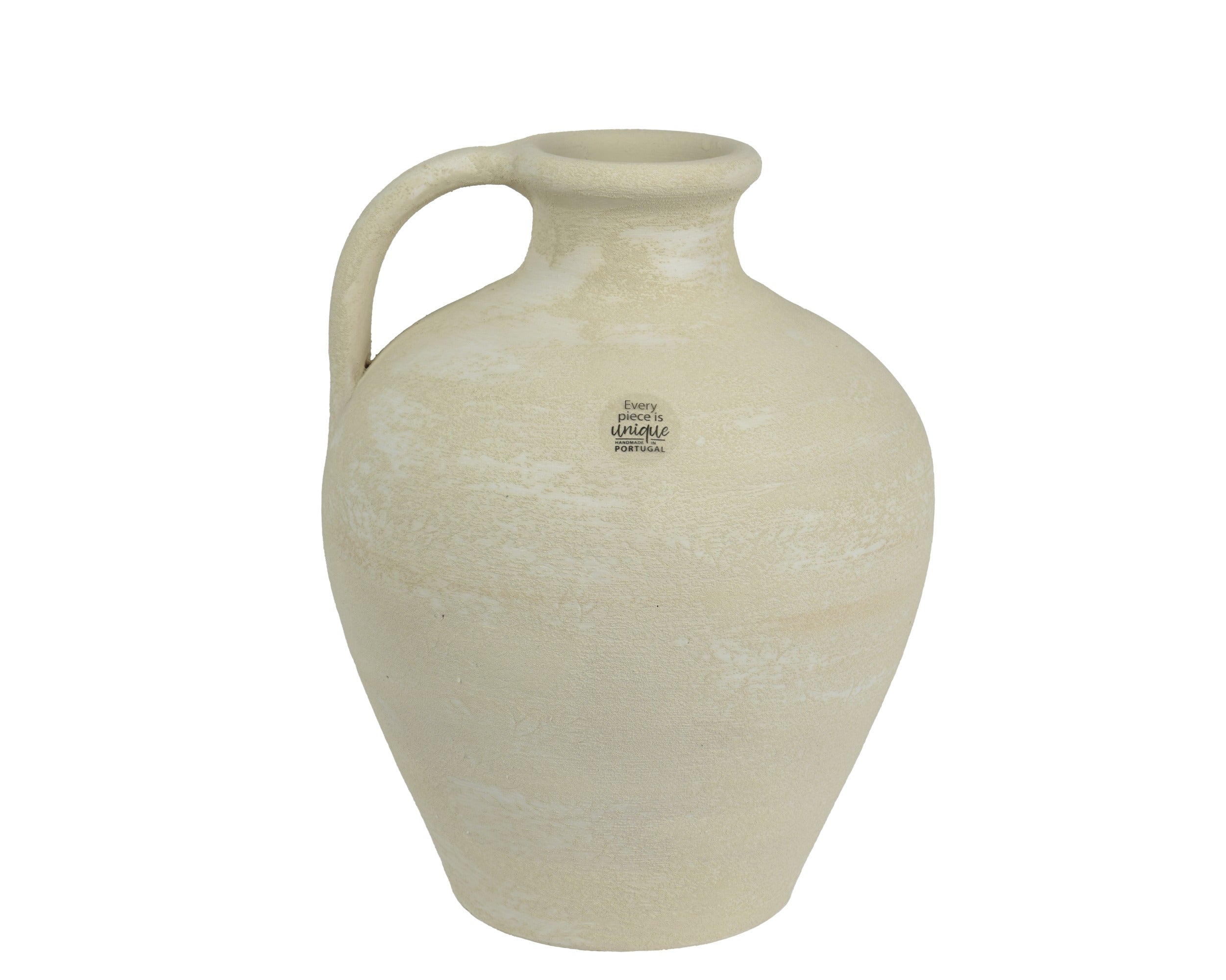 Off white rustic single handle vase