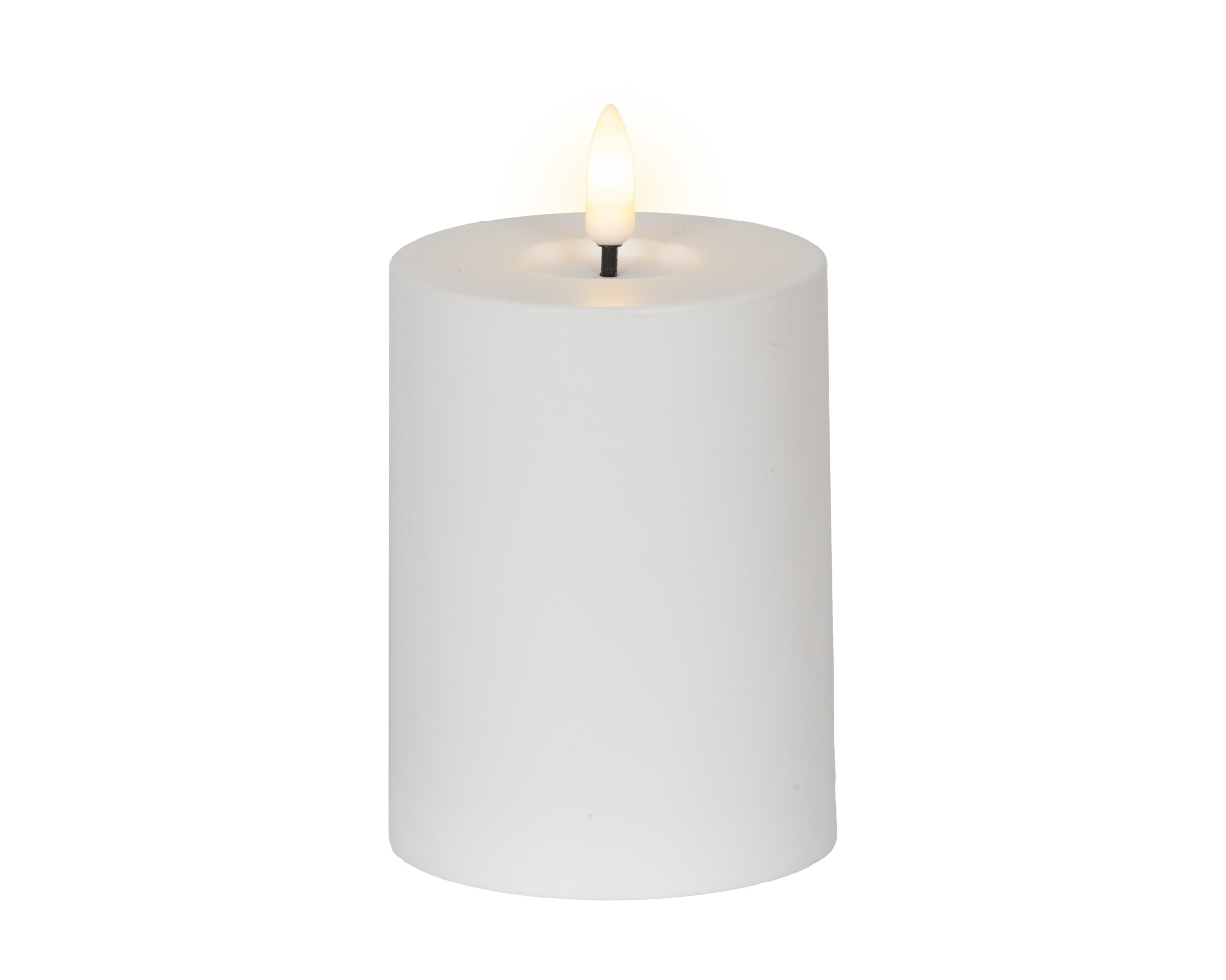 White battery operated pillar candle (12.5cmH)