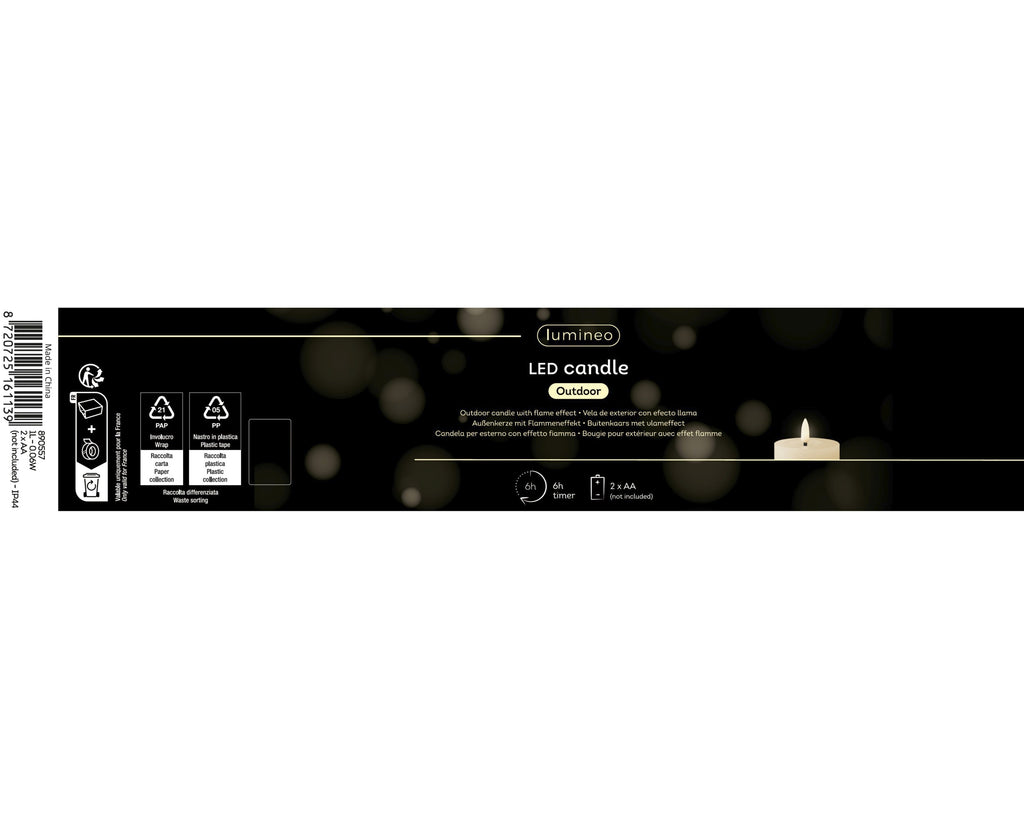 White battery operated pillar candle (12.5cmH)