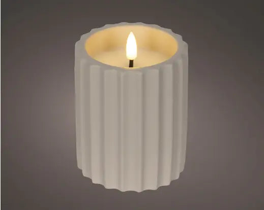 Grey outdoor battery operated candle 13cm H