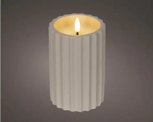 Grey outdoor battery operated candle 14cm H