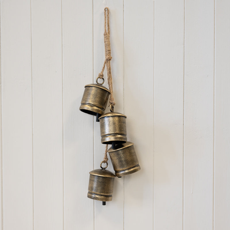 Gold metal hanging cowbells - 4