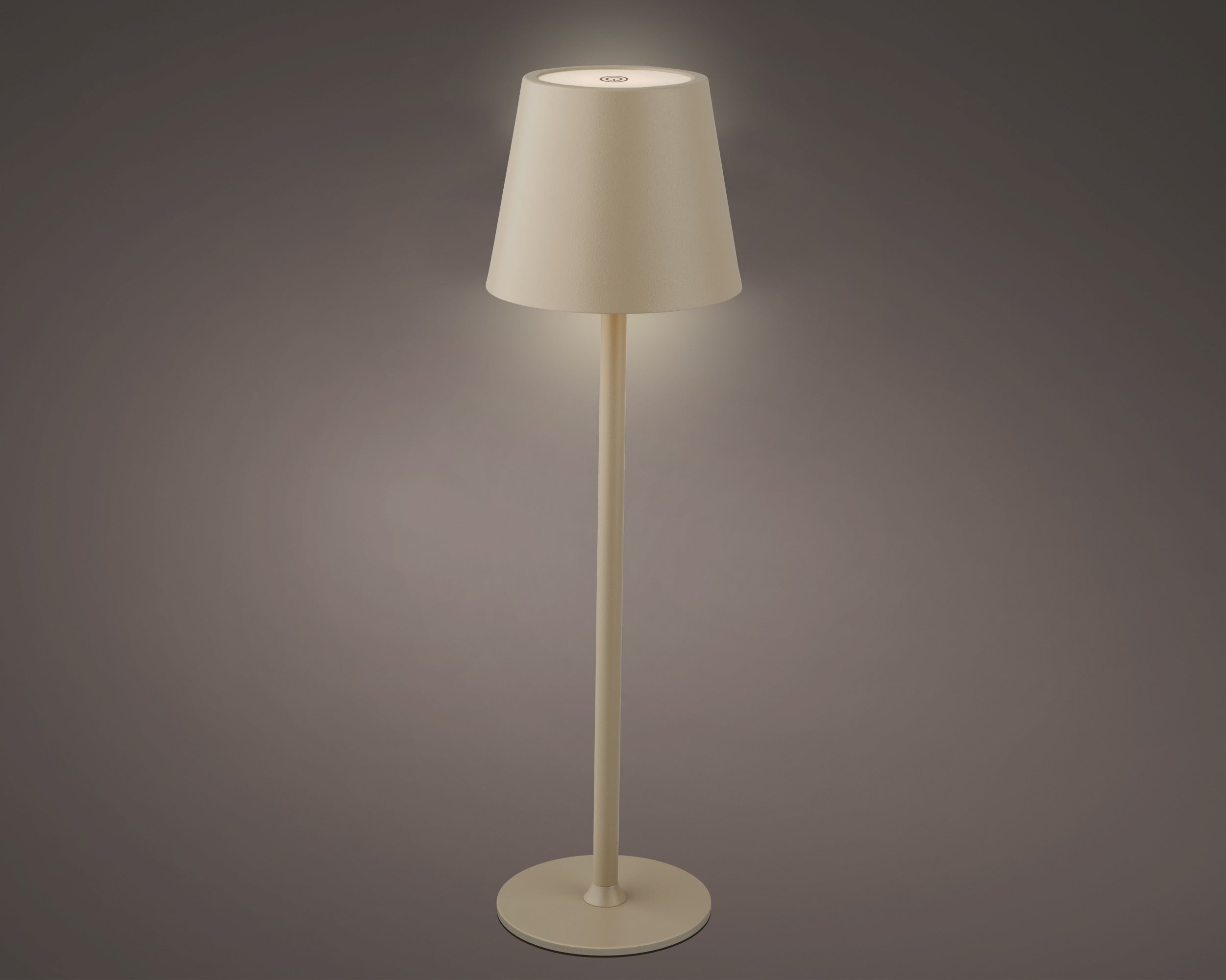 Sand coloured LED rechargeable battery operated table lamp