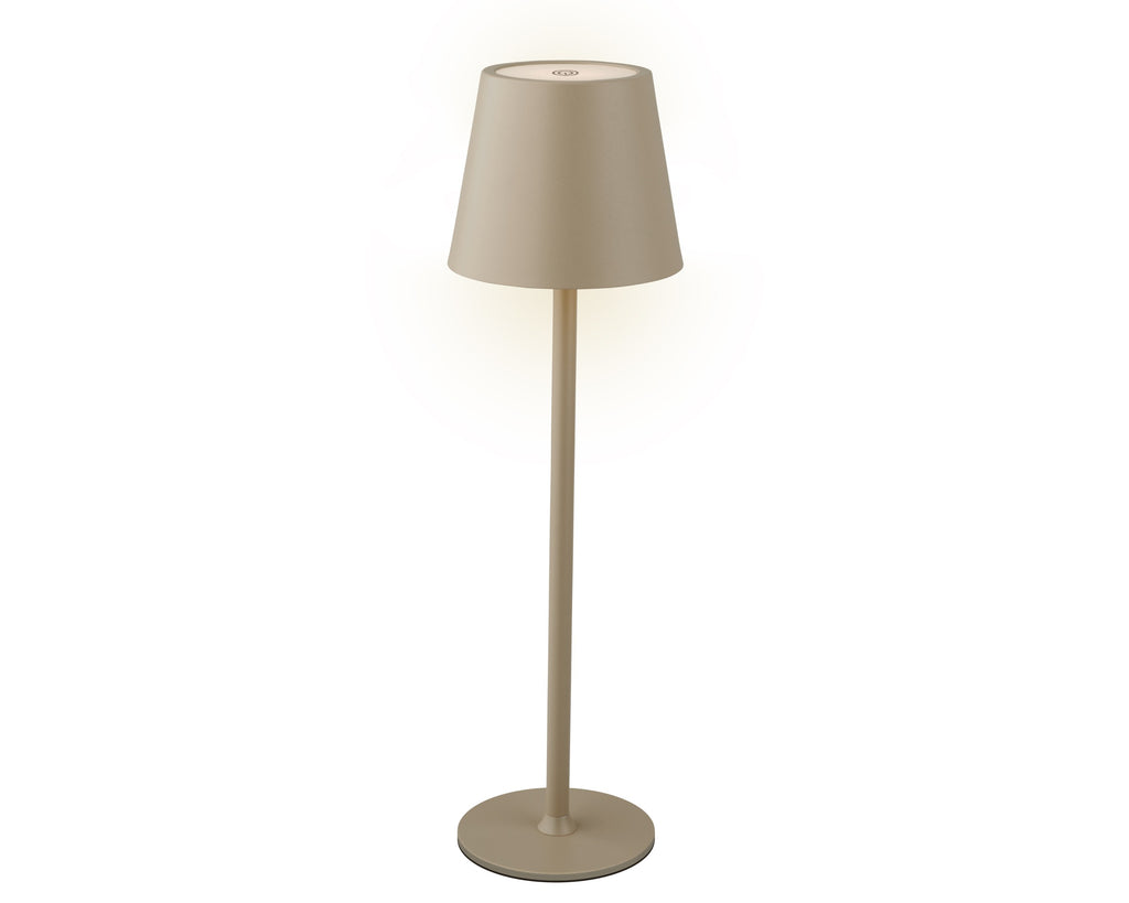 Sand coloured LED rechargeable battery operated table lamp