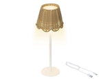Wicker LED rechargeable battery operated table lamp