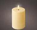 Yellow battery operated pillar candle (12.5cmH)