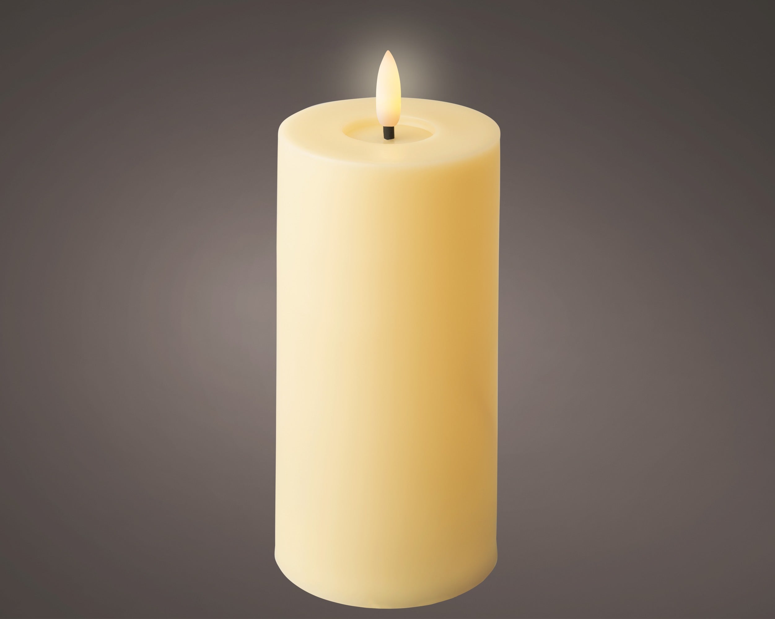 Yellow battery operated pillar candle (17cmH)