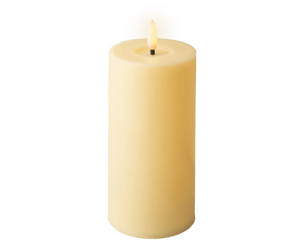 Yellow battery operated pillar candle (17cmH)