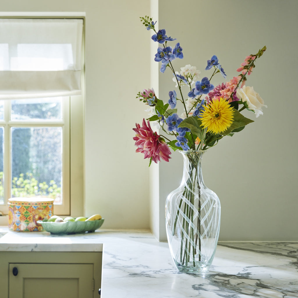 Peach and pink dahlia stem