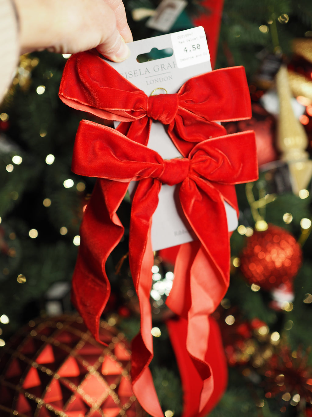 Christmas red velvet bow (Pack of 2)