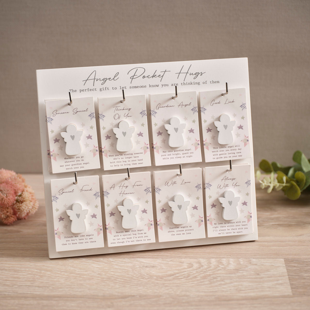 Tiny sentiment wood shaped pocket hug