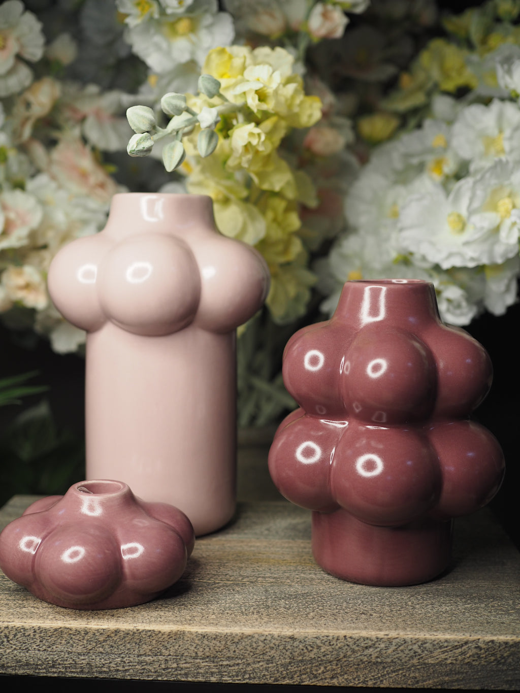 Aubergine bubble style candle holder