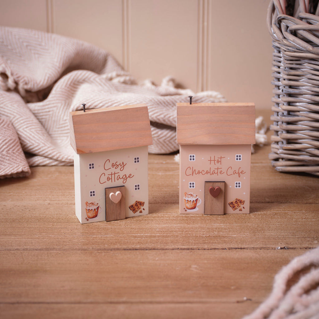 Cosy hot chocolate wooden houses